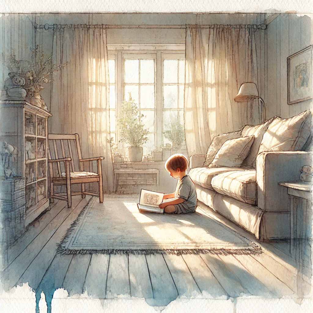 絵本を読む男の子