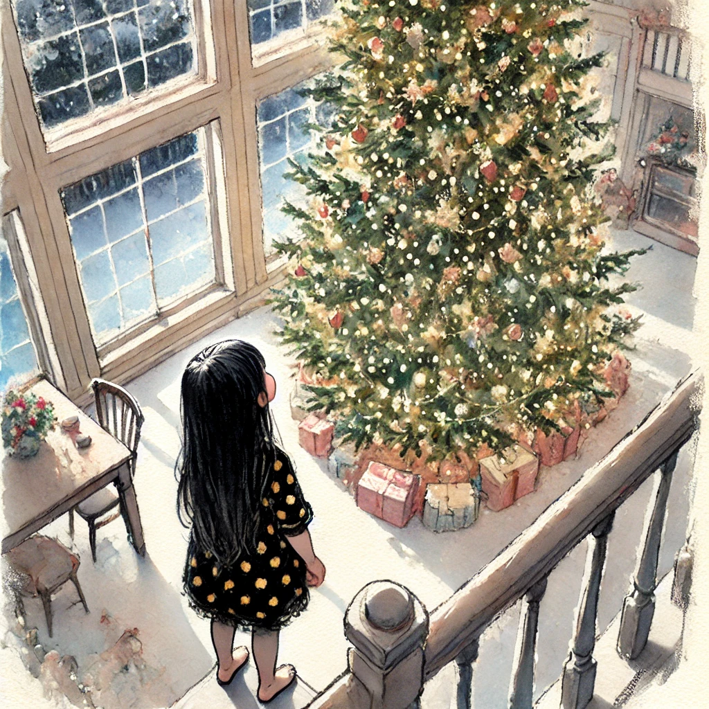 クリスマスツリーと女児