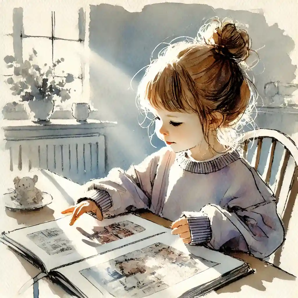 自立読みをする4歳児