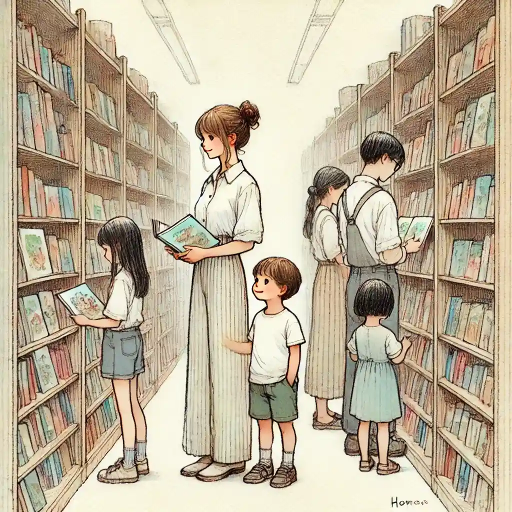 本を選んでいる女性