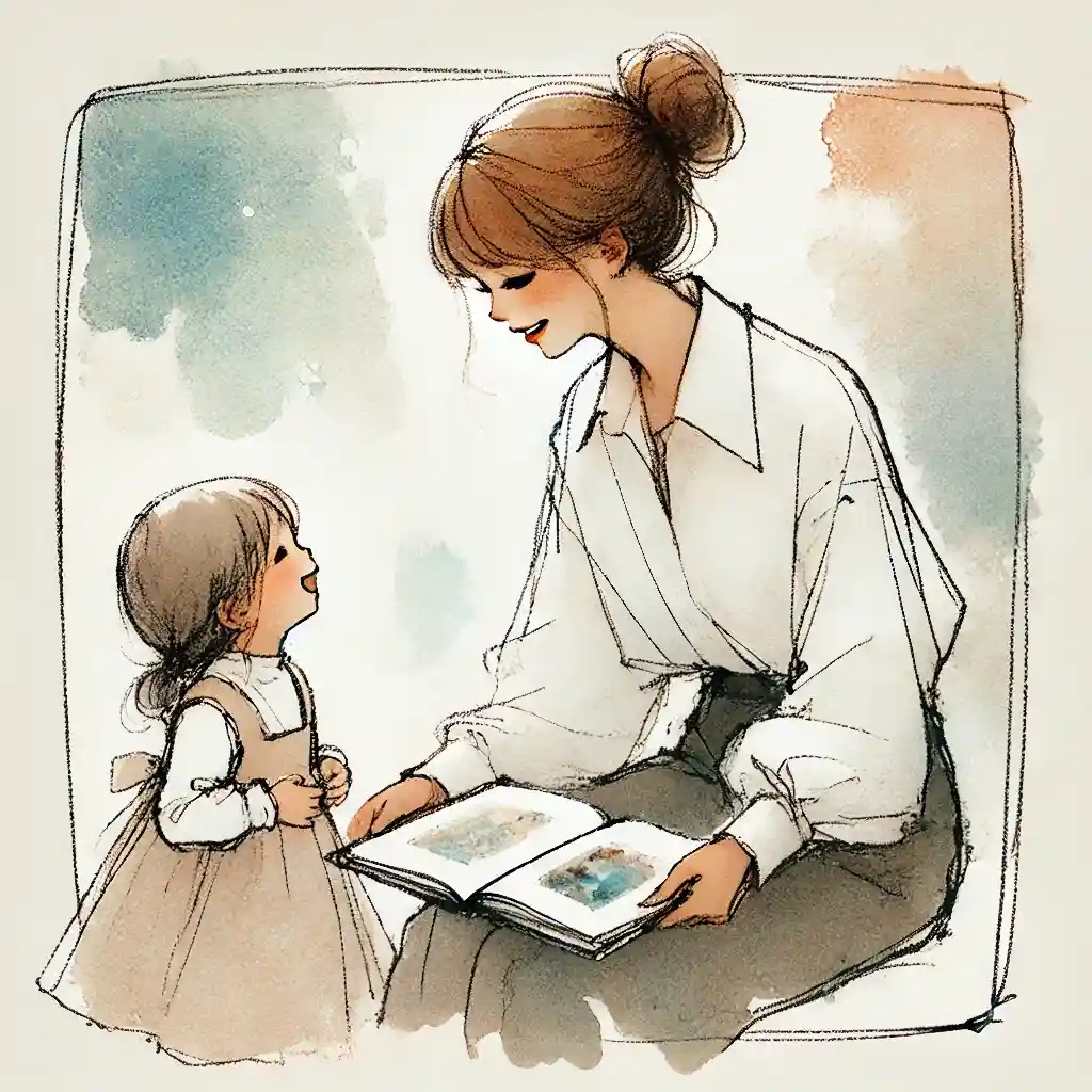 本を読み聞かせている女性