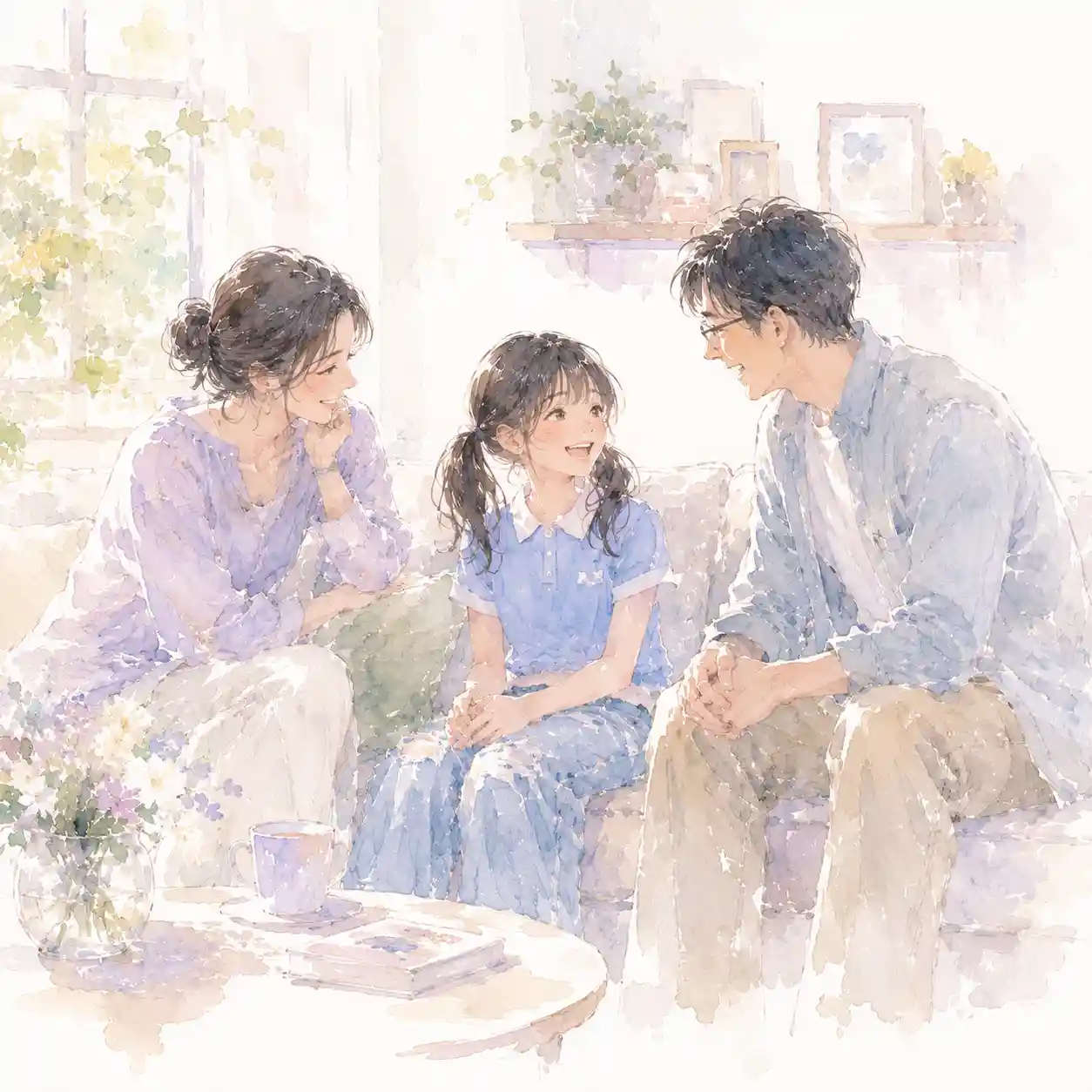 パパママと感想を話す女子