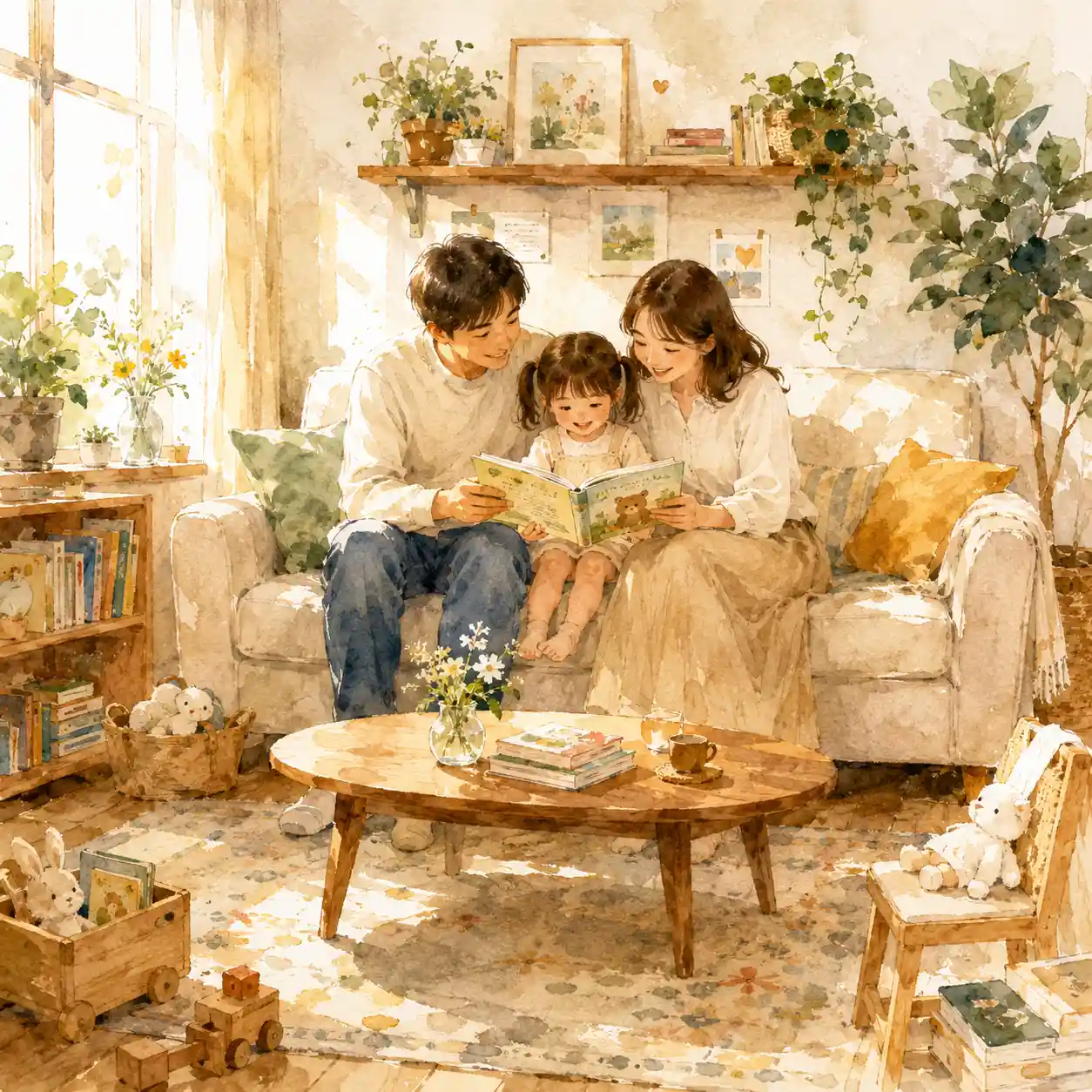 家族で絵本を読む